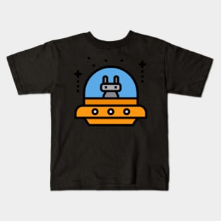 bunny in ufo icon sticker Kids T-Shirt